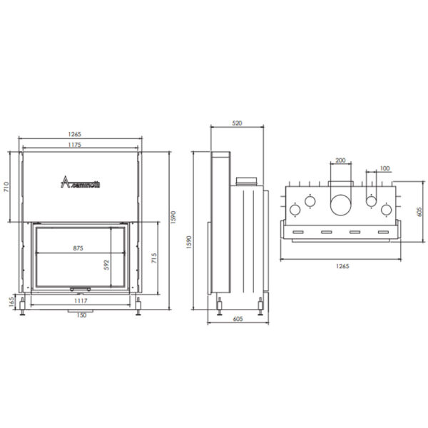 A-CAMINETTI - FLAT 90 X 60 - Focar șemineu - imagine 2