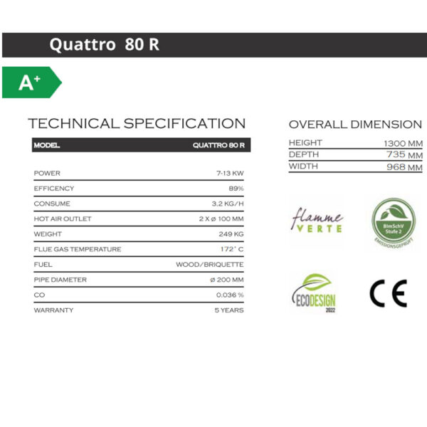 A-CAMINETTI - Quattro 80 L/R - German Edition - Focar șemineu - imagine 4