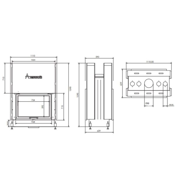 A-CAMINETTI - FLAT W 75 X 60 - Focar șemineu - imagine 3