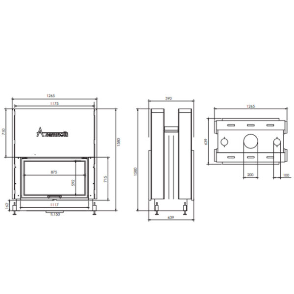 A-CAMINETTI - FLAT W 90 X 60 - Focar șemineu - imagine 2