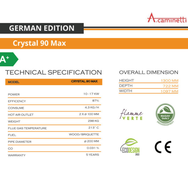 A-CAMINETTI - CRYSTAL 90 MAX - German Edition - Focar șemineu - imagine 3