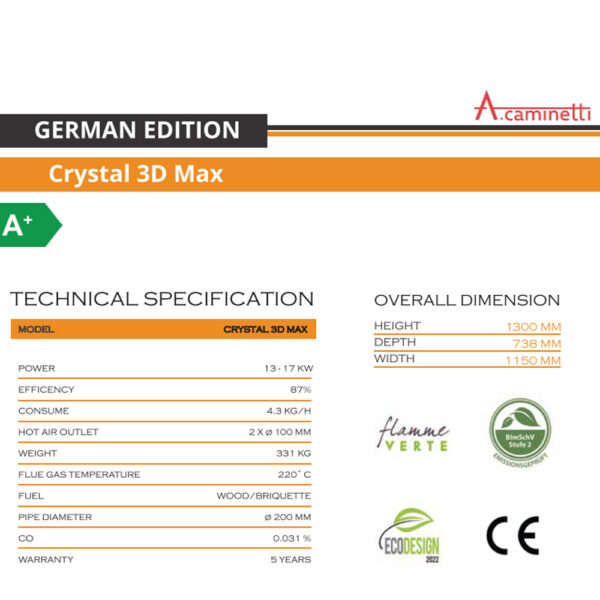 A-CAMINETTI - CRYSTAL 3D MAX - German Edition - Focar șemineu - imagine 3