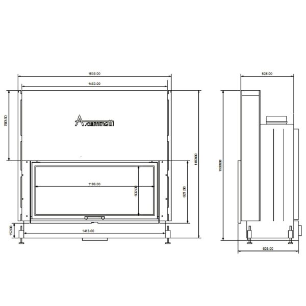 A-CAMINETTI - FLAT 120 X 50 - Focar șemineu - imagine 2